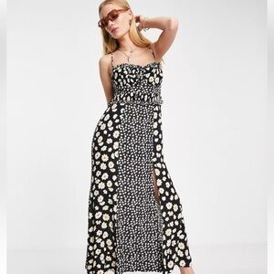 Free People Tigerlily Mixed Floral Midi Dress Boho Grungecore Bustier 90s